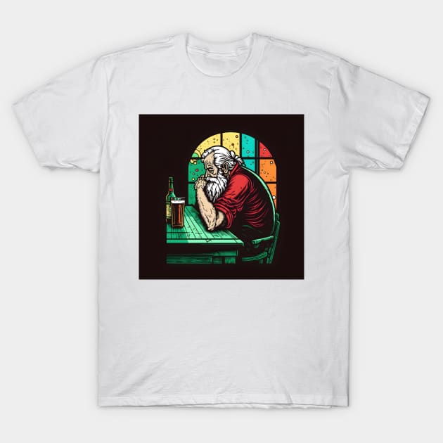 Santa in Bar T-Shirt by Tazlo